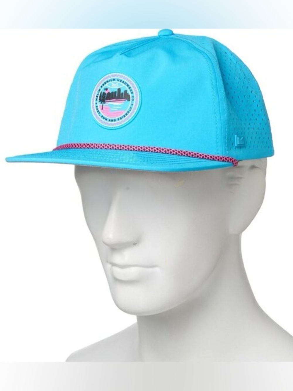 Melin Coronado hat in drip blue neon